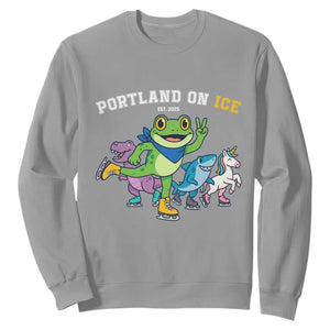 Portland On Ice 2025 Sweatshirt Resist Frog and Inflatable Animals Protest Sarcastic Politics TS02 Sport Gray Print Your Wear