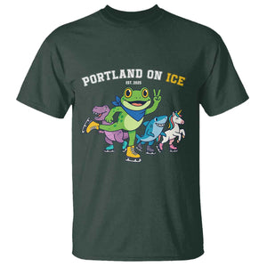 Portland On Ice 2025 T Shirt Resist Frog and Inflatable Animals Protest Sarcastic Politics TS02 Dark Forest Green Print Your Wear