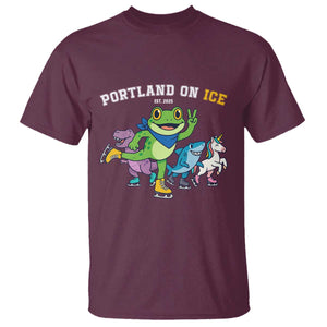Portland On Ice 2025 T Shirt Resist Frog and Inflatable Animals Protest Sarcastic Politics TS02 Maroon Print Your Wear