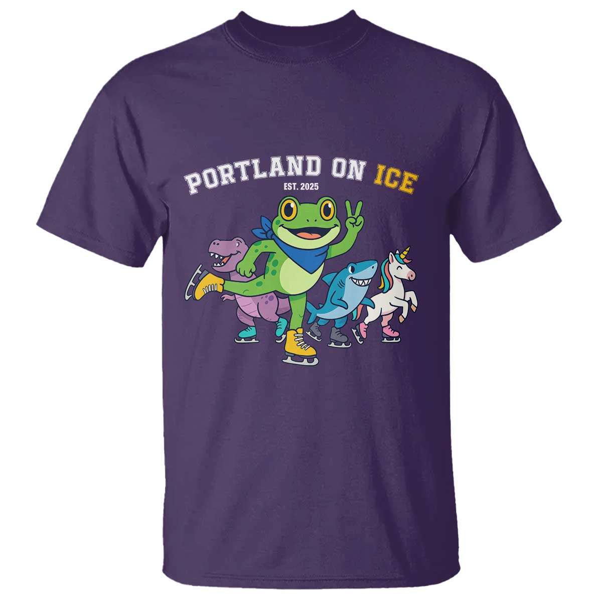 Portland On Ice 2025 T Shirt Resist Frog and Inflatable Animals Protest Sarcastic Politics TS02 Purple Print Your Wear