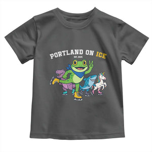 Portland On Ice 2025 Toddler T Shirt Resist Frog and Inflatable Animals Protest Sarcastic Politics TS02 Dark Heather Print Your Wear