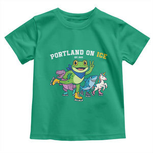 Portland On Ice 2025 Toddler T Shirt Resist Frog and Inflatable Animals Protest Sarcastic Politics TS02 Irish Green Print Your Wear