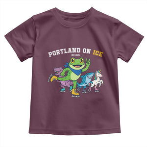 Portland On Ice 2025 Toddler T Shirt Resist Frog and Inflatable Animals Protest Sarcastic Politics TS02 Maroon Print Your Wear