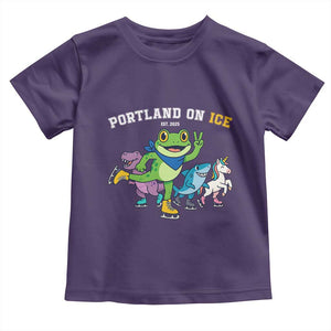 Portland On Ice 2025 Toddler T Shirt Resist Frog and Inflatable Animals Protest Sarcastic Politics TS02 Purple Print Your Wear