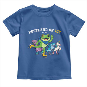 Portland On Ice 2025 Toddler T Shirt Resist Frog and Inflatable Animals Protest Sarcastic Politics TS02 Royal Blue Print Your Wear