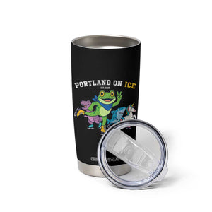 Portland On Ice 2025 Tumbler Cup Resist Frog and Inflatable Animals Protest Sarcastic Politics TS02 Print Your Wear