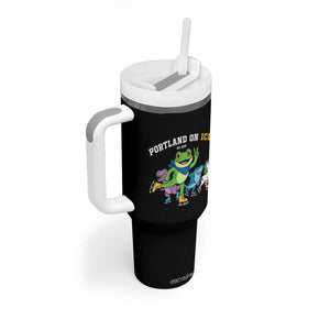 Portland On Ice 2025 Tumbler With Handle Resist Frog and Inflatable Animals Protest Sarcastic Politics TS02 Print Your Wear