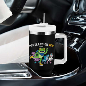 Portland On Ice 2025 Tumbler With Handle Resist Frog and Inflatable Animals Protest Sarcastic Politics TS02 Print Your Wear