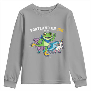 Portland On Ice 2025 Youth Sweatshirt Resist Frog and Inflatable Animals Protest Sarcastic Politics TS02 Sport Gray Print Your Wear