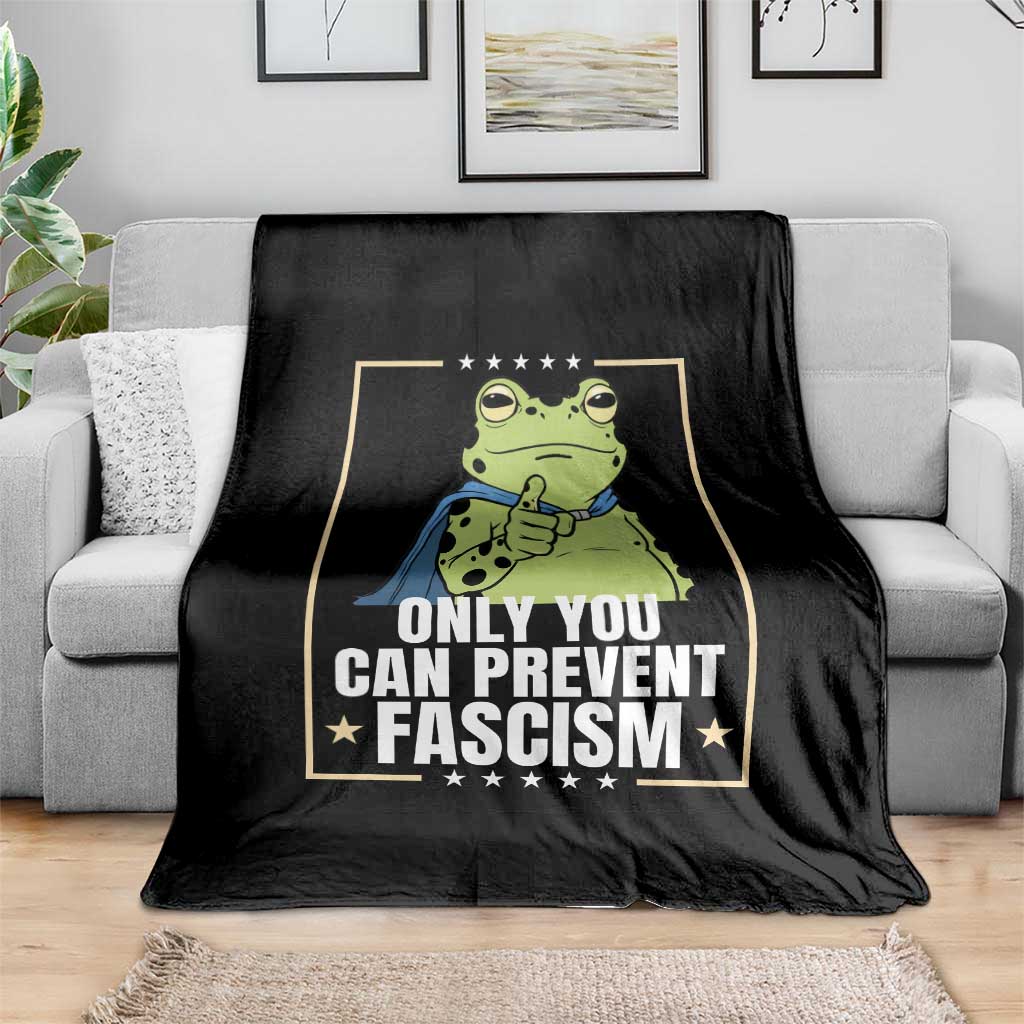 Only You Can Prevent Fascism Patriotic Frog Throw Blanket Resist Protest Poster TS02 Print Your Wear