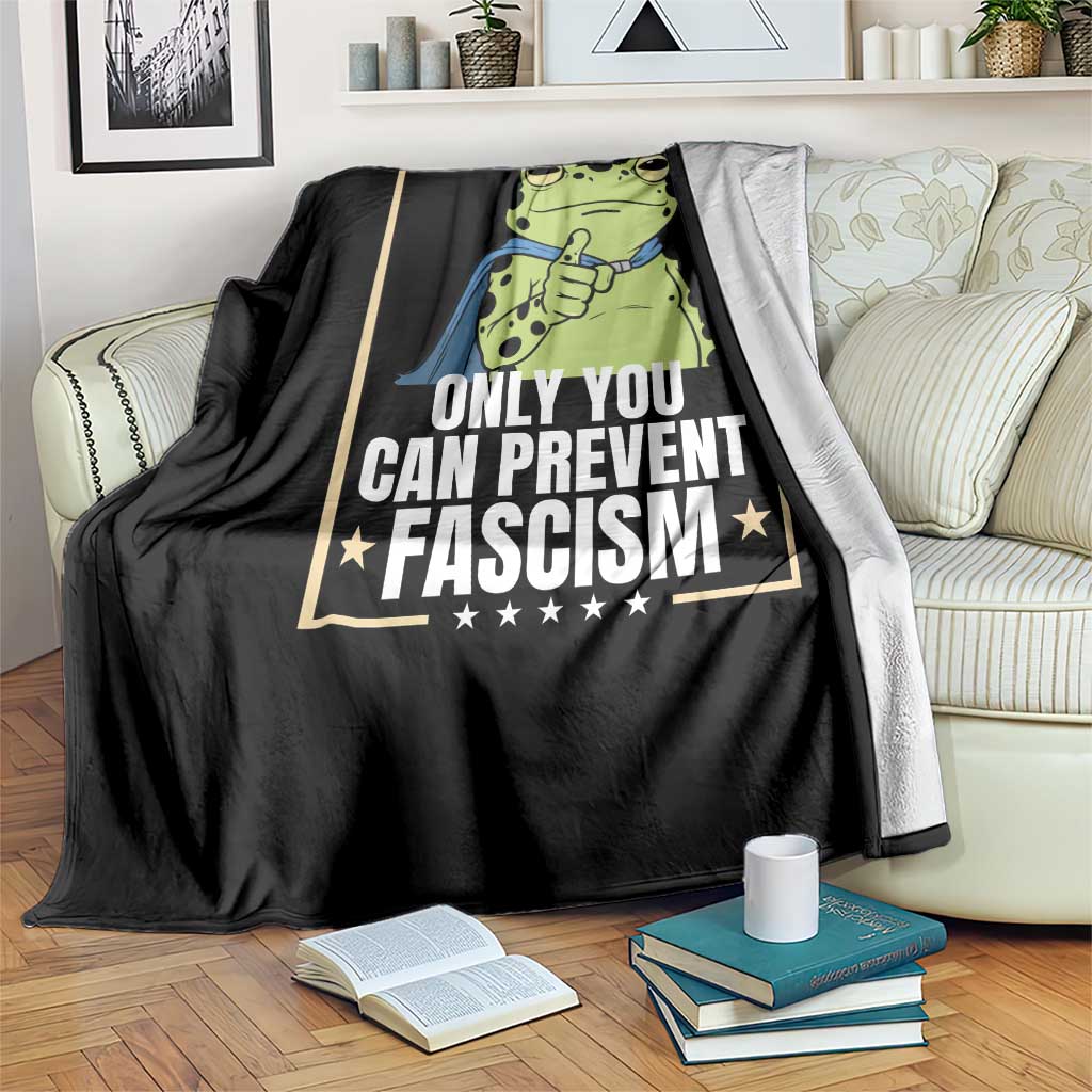 Only You Can Prevent Fascism Patriotic Frog Throw Blanket Resist Protest Poster TS02 Print Your Wear