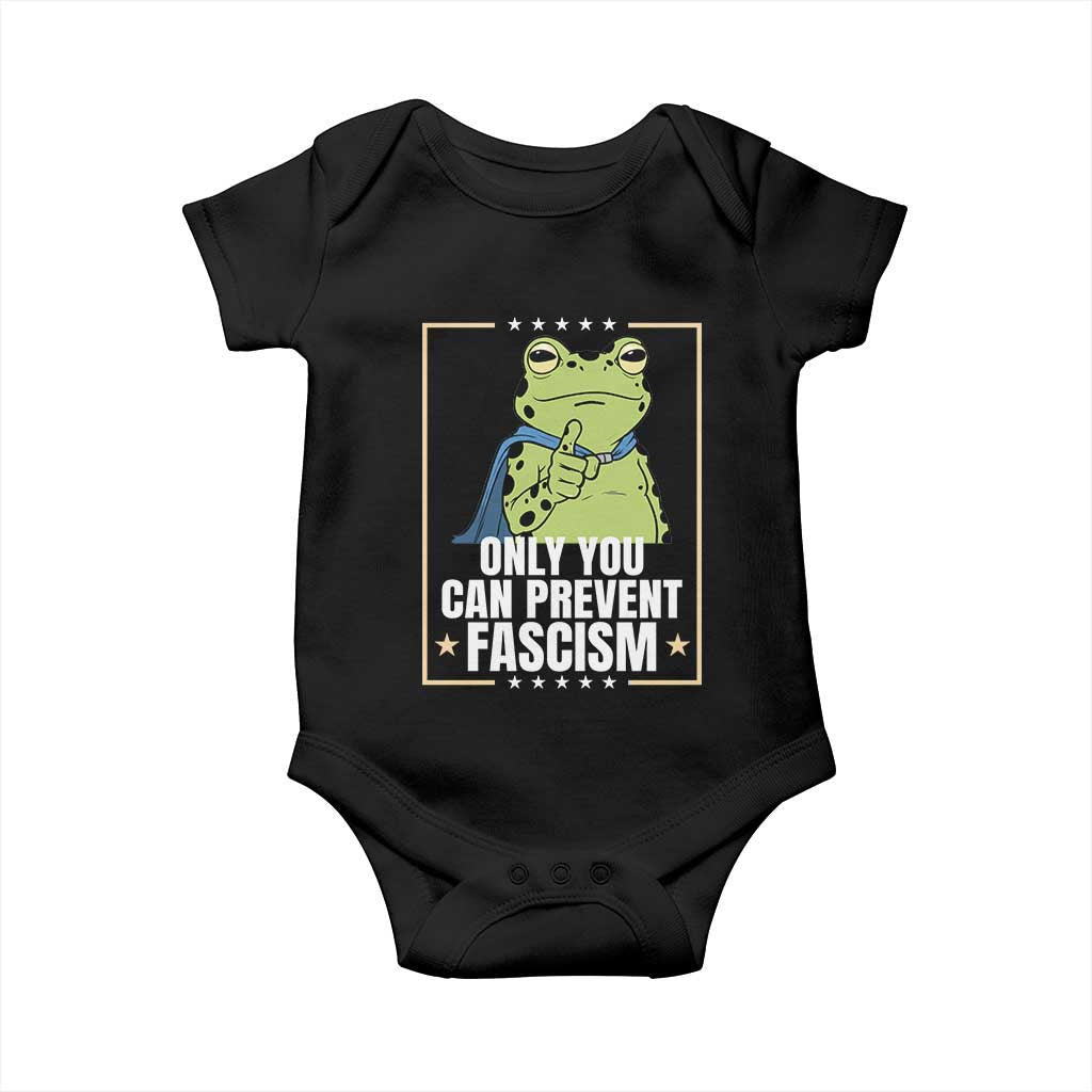 Only You Can Prevent Fascism Patriotic Frog Baby Onesie Resist Protest Poster TS02 Black Print Your Wear