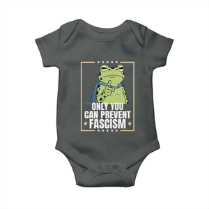 Only You Can Prevent Fascism Patriotic Frog Baby Onesie Resist Protest Poster TS02 Dark Heather Print Your Wear