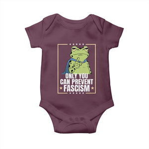 Only You Can Prevent Fascism Patriotic Frog Baby Onesie Resist Protest Poster TS02 Maroon Print Your Wear