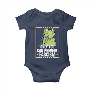 Only You Can Prevent Fascism Patriotic Frog Baby Onesie Resist Protest Poster TS02 Navy Print Your Wear