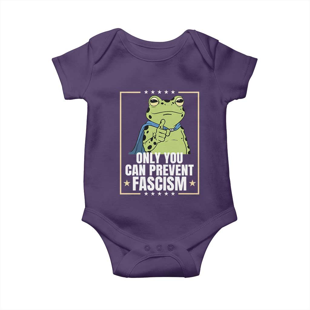 Only You Can Prevent Fascism Patriotic Frog Baby Onesie Resist Protest Poster TS02 Purple Print Your Wear