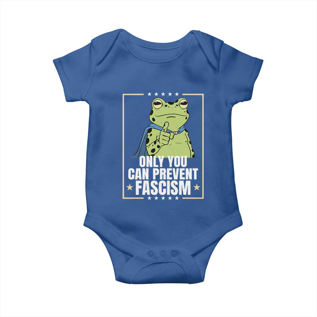 Only You Can Prevent Fascism Patriotic Frog Baby Onesie Resist Protest Poster TS02 Royal Blue Print Your Wear