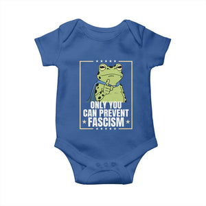 Only You Can Prevent Fascism Patriotic Frog Baby Onesie Resist Protest Poster TS02 Royal Blue Print Your Wear