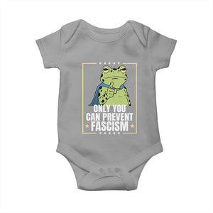 Only You Can Prevent Fascism Patriotic Frog Baby Onesie Resist Protest Poster TS02 Sport Gray Print Your Wear