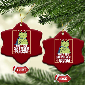 Only You Can Prevent Fascism Patriotic Frog Ceramic Ornament Resist Protest Poster - Print Your Wear