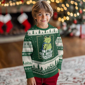 Only You Can Prevent Fascism Patriotic Frog Ugly Christmas Sweater Resist Protest Poster - Print Your Wear