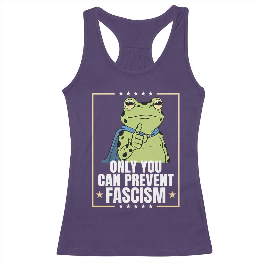 Only You Can Prevent Fascism Patriotic Frog Racerback Tank Top Resist Protest Poster TS02 Purple Print Your Wear