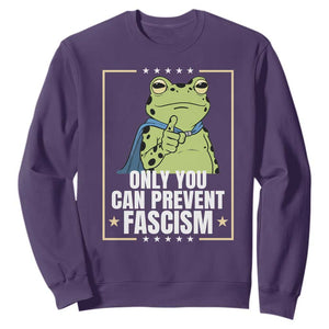 Only You Can Prevent Fascism Patriotic Frog Sweatshirt Resist Protest Poster TS02 Purple Print Your Wear