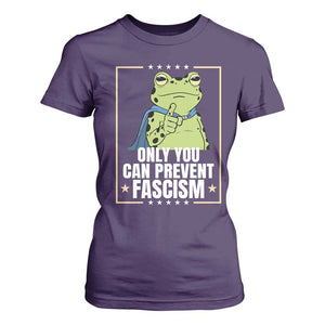 Only You Can Prevent Fascism Patriotic Frog T Shirt For Women Resist Protest Poster TS02 Purple Print Your Wear