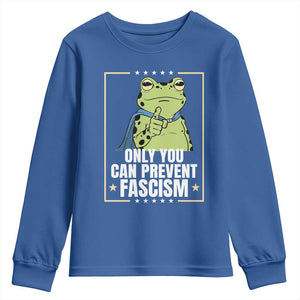 Only You Can Prevent Fascism Patriotic Frog Youth Sweatshirt Resist Protest Poster TS02 Royal Blue Print Your Wear