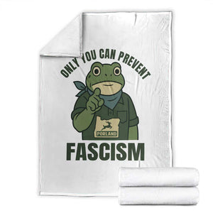 Only You Can Prevent Fascism Portland Frog Throw Blanket Resist Protest Forest Ranger - Print Your Wear