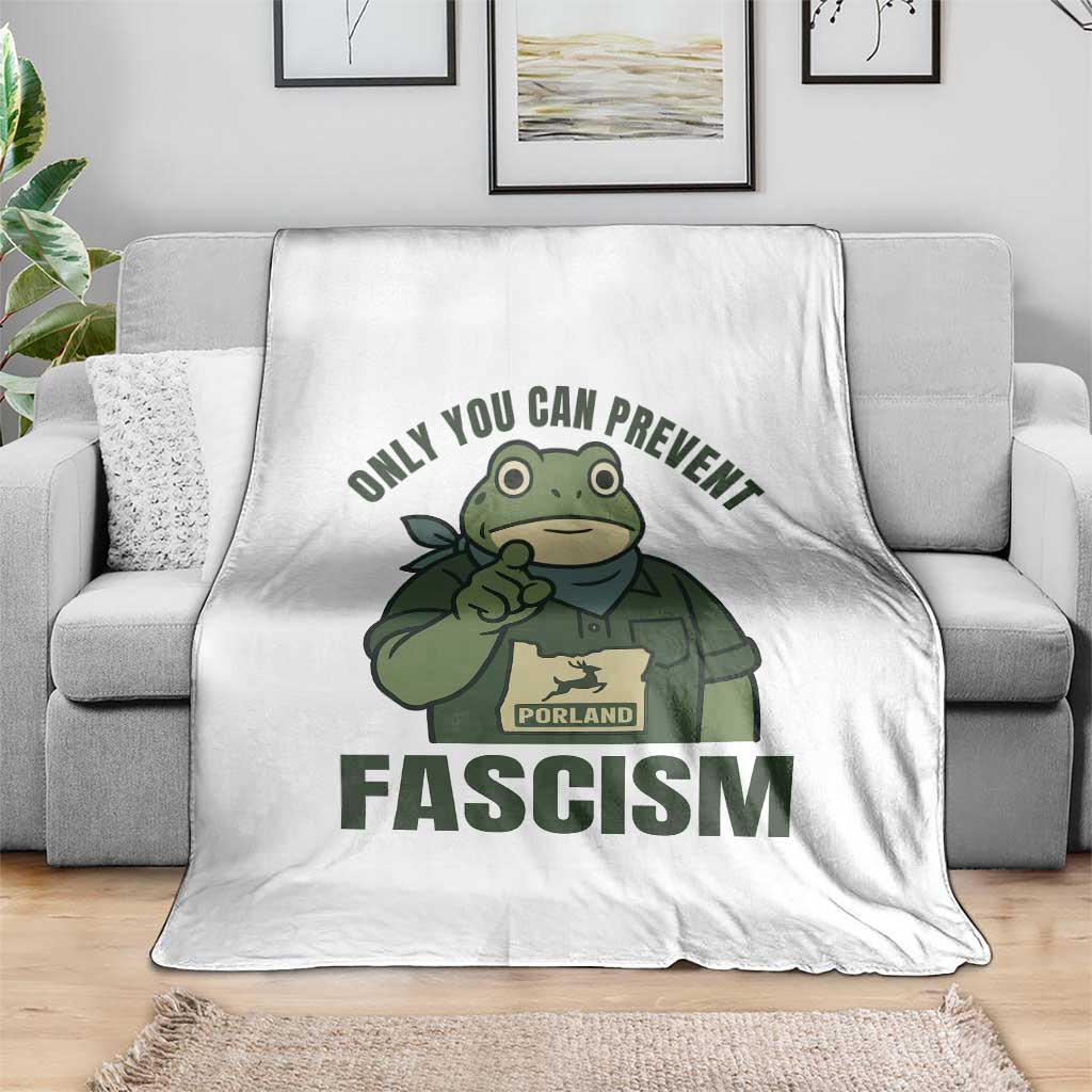 Only You Can Prevent Fascism Portland Frog Throw Blanket Resist Protest Forest Ranger TS02 Print Your Wear