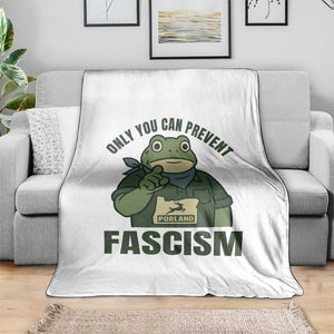 Only You Can Prevent Fascism Portland Frog Throw Blanket Resist Protest Forest Ranger - Print Your Wear