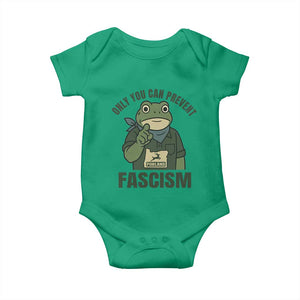 Only You Can Prevent Fascism Portland Frog Baby Onesie Resist Protest Forest Ranger TS02 Irish Green Print Your Wear
