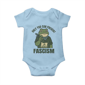 Only You Can Prevent Fascism Portland Frog Baby Onesie Resist Protest Forest Ranger TS02 Light Blue Print Your Wear