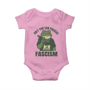 Only You Can Prevent Fascism Portland Frog Baby Onesie Resist Protest Forest Ranger TS02 Light Pink Print Your Wear