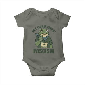 Only You Can Prevent Fascism Portland Frog Baby Onesie Resist Protest Forest Ranger TS02 Military Green Print Your Wear