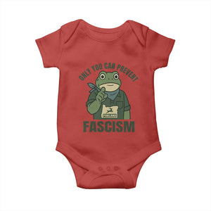 Only You Can Prevent Fascism Portland Frog Baby Onesie Resist Protest Forest Ranger TS02 Red Print Your Wear