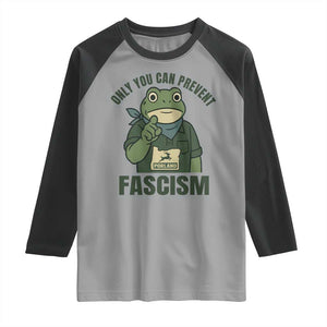 Only You Can Prevent Fascism Portland Frog Raglan Shirt Resist Protest Forest Ranger TS02 Sport Gray Black Print Your Wear