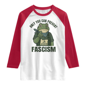 Only You Can Prevent Fascism Portland Frog Raglan Shirt Resist Protest Forest Ranger TS02 White Red Print Your Wear