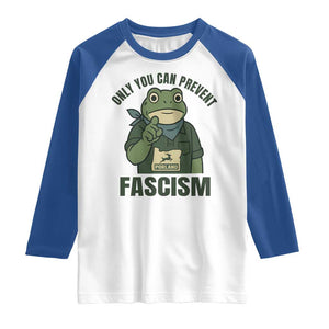 Only You Can Prevent Fascism Portland Frog Raglan Shirt Resist Protest Forest Ranger TS02 White Royal Print Your Wear
