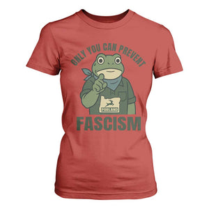 Only You Can Prevent Fascism Portland Frog T Shirt For Women Resist Protest Forest Ranger TS02 Red Print Your Wear