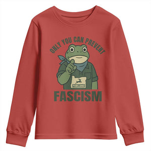 Only You Can Prevent Fascism Portland Frog Youth Sweatshirt Resist Protest Forest Ranger TS02 Red Print Your Wear