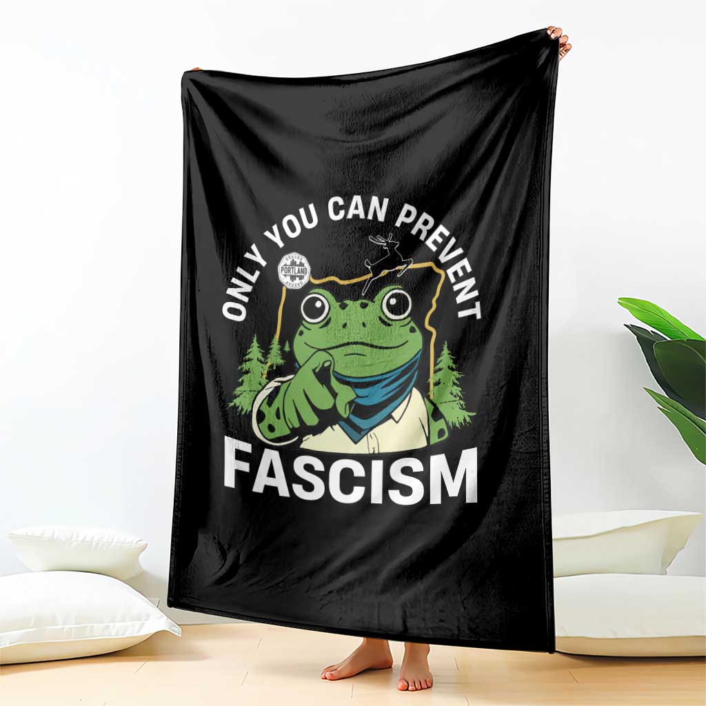 Only You Can Prevent Fascism Portland Frog Throw Blanket Resist Protest Scenic Edition TS02 Print Your Wear