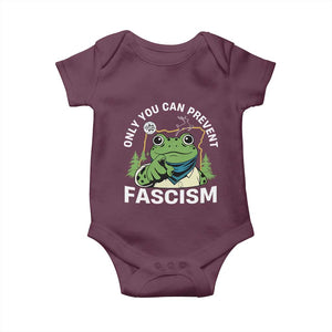 Only You Can Prevent Fascism Portland Frog Baby Onesie Resist Protest Scenic Edition TS02 Maroon Print Your Wear