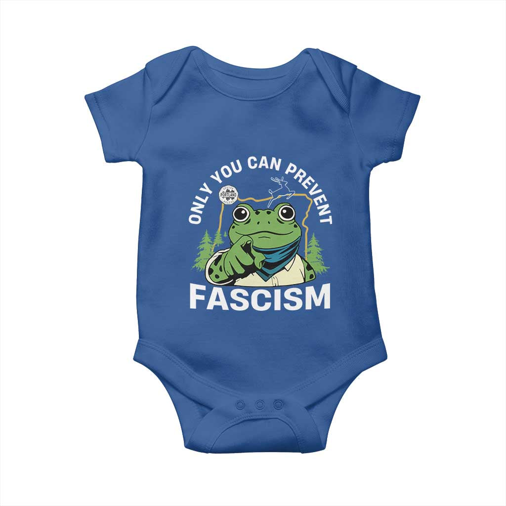 Only You Can Prevent Fascism Portland Frog Baby Onesie Resist Protest Scenic Edition TS02 Royal Blue Print Your Wear