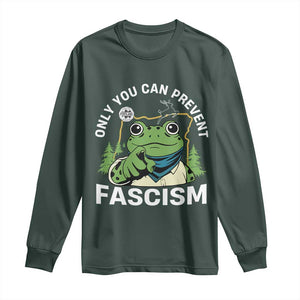 Only You Can Prevent Fascism Portland Frog Long Sleeve Shirt Resist Protest Scenic Edition TS02 Dark Forest Green Print Your Wear