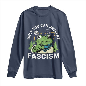 Only You Can Prevent Fascism Portland Frog Long Sleeve Shirt Resist Protest Scenic Edition TS02 Navy Print Your Wear