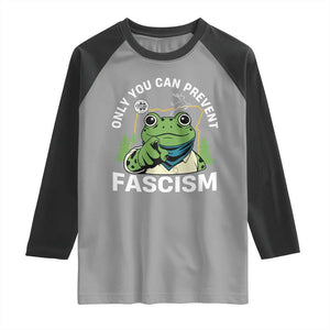 Only You Can Prevent Fascism Portland Frog Raglan Shirt Resist Protest Scenic Edition TS02 Sport Gray Black Print Your Wear