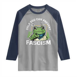 Only You Can Prevent Fascism Portland Frog Raglan Shirt Resist Protest Scenic Edition TS02 Sport Gray Navy Print Your Wear