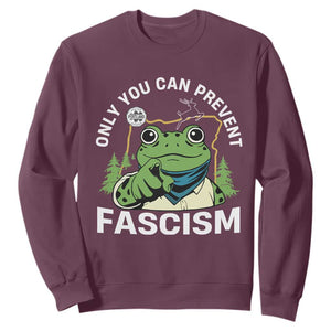 Only You Can Prevent Fascism Portland Frog Sweatshirt Resist Protest Scenic Edition TS02 Maroon Print Your Wear